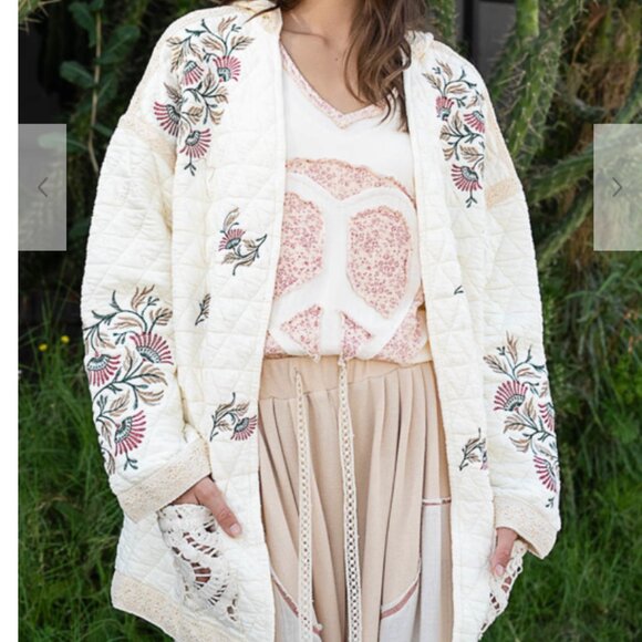 POL Jackets & Blazers - 125. Long Sleeve Jacket top in quilting with embroidery point crochet pockets